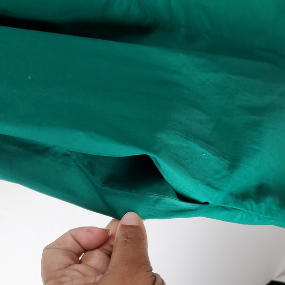 Heyton Emerald Green Embroided Lace Trim Of Shoulder MIDI Dress Sz L Cottagecore - Picture 9 of 14